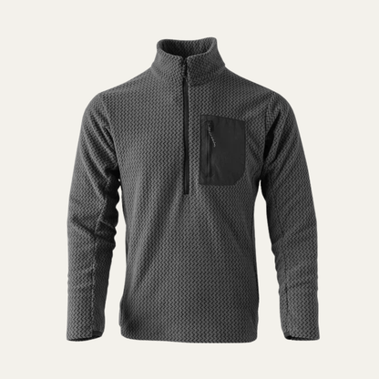 Warm Mens Fleece Half Zip Sweater with Zip Pocket