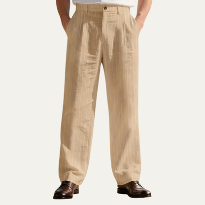Slim Fit White Stripe Dress Pants for Men