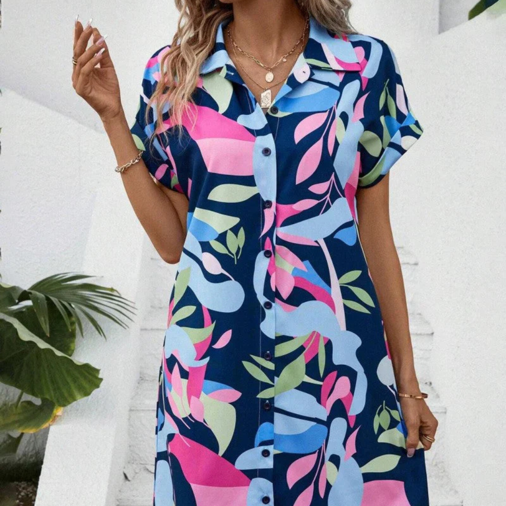 Casual Loose Fit Midi Shirt Dress
