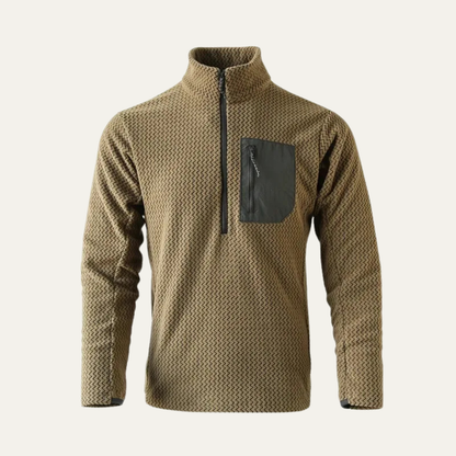 Warm Mens Fleece Half Zip Sweater with Zip Pocket - Nocini