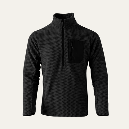 Warm Mens Fleece Half Zip Sweater with Zip Pocket
