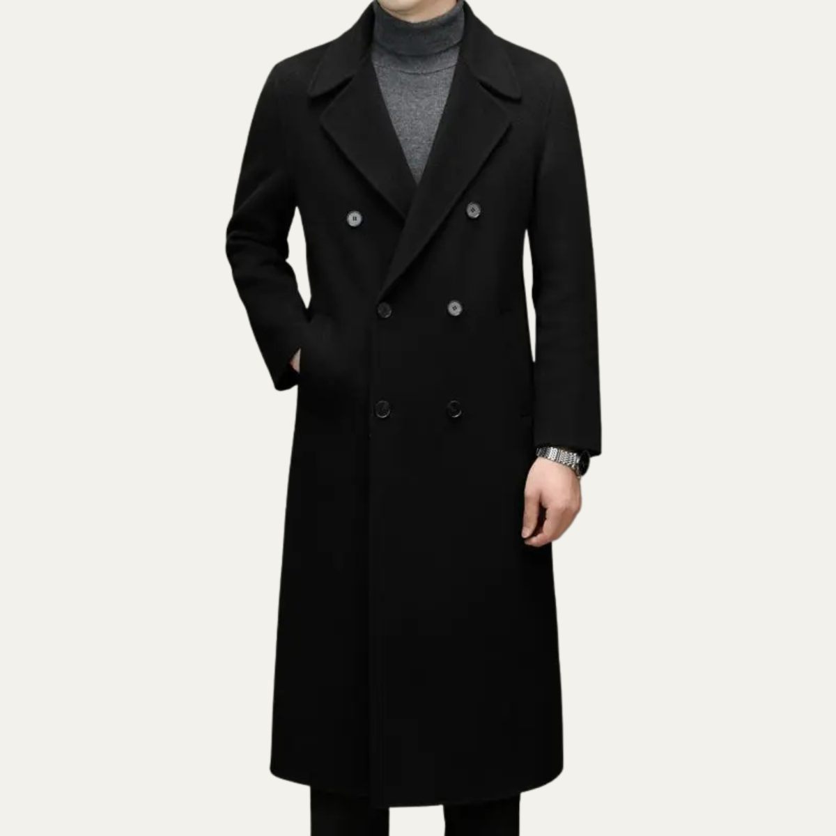 Classic Men's Long Double Breasted Trench Coat