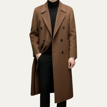 Classic Men's Long Double Breasted Trench Coat
