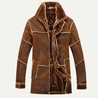 Luxury Men's Faux Suede Leather Winter Coat