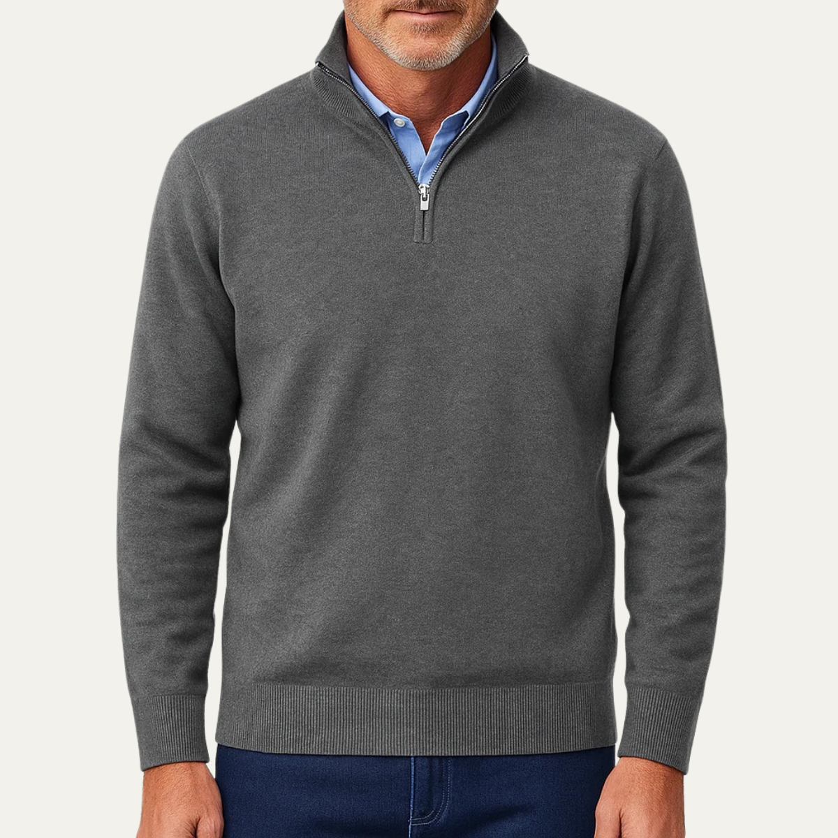 Men's Quarter Zip Slim Fit Knitted Jumper