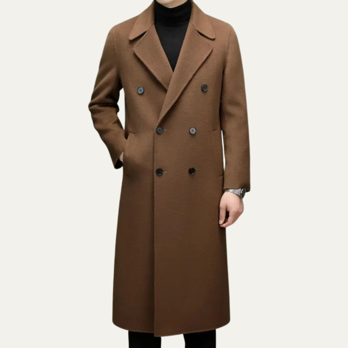 Classic Men's Long Double Breasted Trench Coat