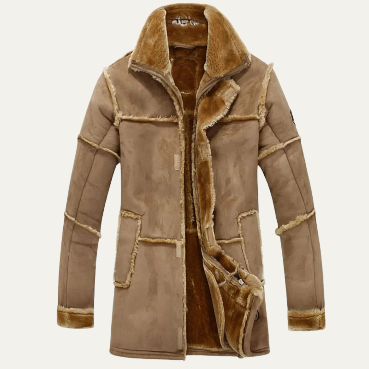 Luxury Men's Faux Suede Leather Winter Coat - Nocini