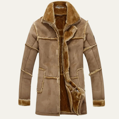 Luxury Men's Faux Suede Leather Winter Coat - Nocini