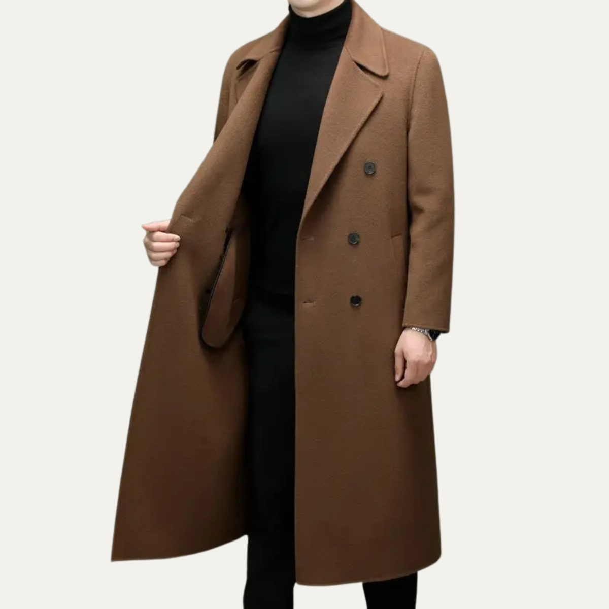 Classic Men's Long Double Breasted Trench Coat