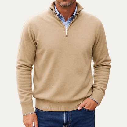 Men's Quarter Zip Slim Fit Knitted Jumper
