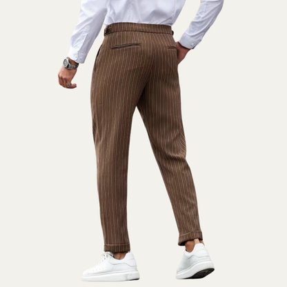 Classic Men's Brown Pinstripe Dress Trousers