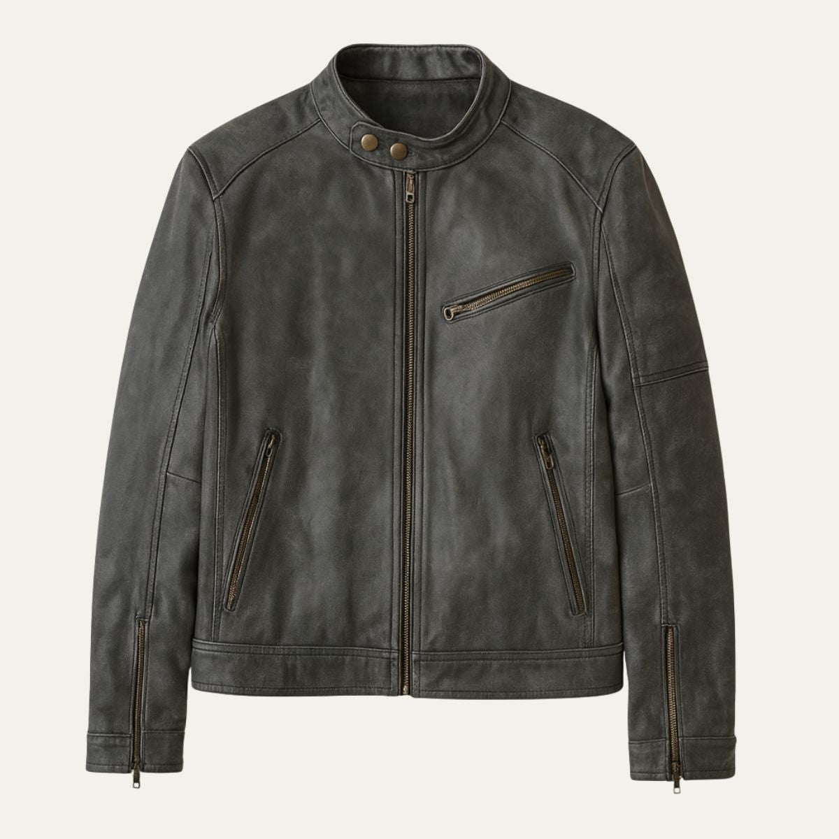 Vintage Brown Leather Motorcycle Jacket for Men