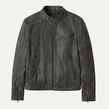 Vintage Brown Leather Motorcycle Jacket for Men