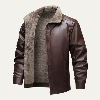 Classic Men's Vintage Faux Leather Biker Coat