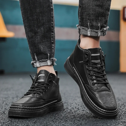 Comfortable Mens Leather High Top Zip Boots