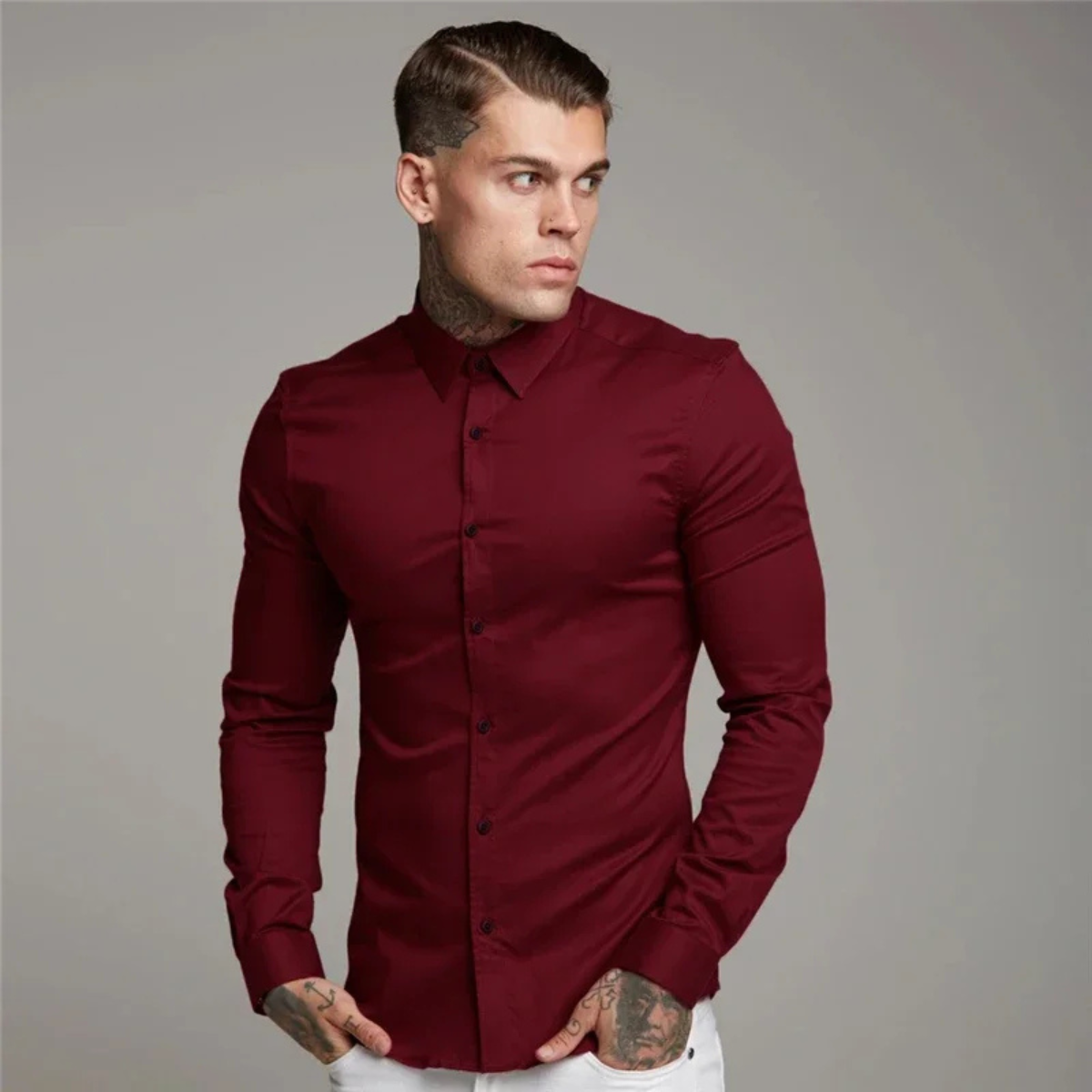 Stylish Mens Slim Fit Casual Dress Shirt