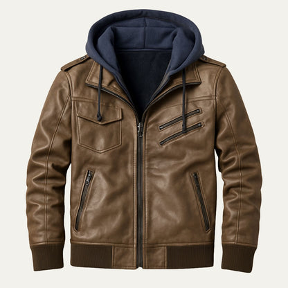 Men's Classic Faux Leather Bomber Jacket
