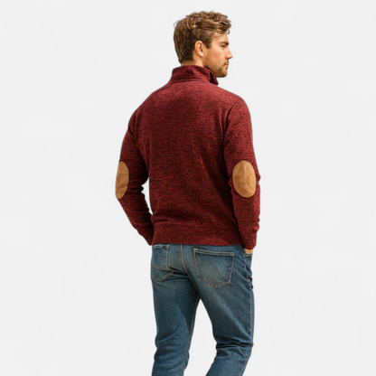 Classic Men's Cable Knit Sweater with Patch Elbows