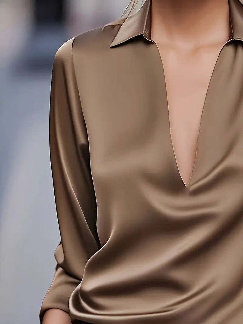Luxury Deep V Neck Women's Blouse