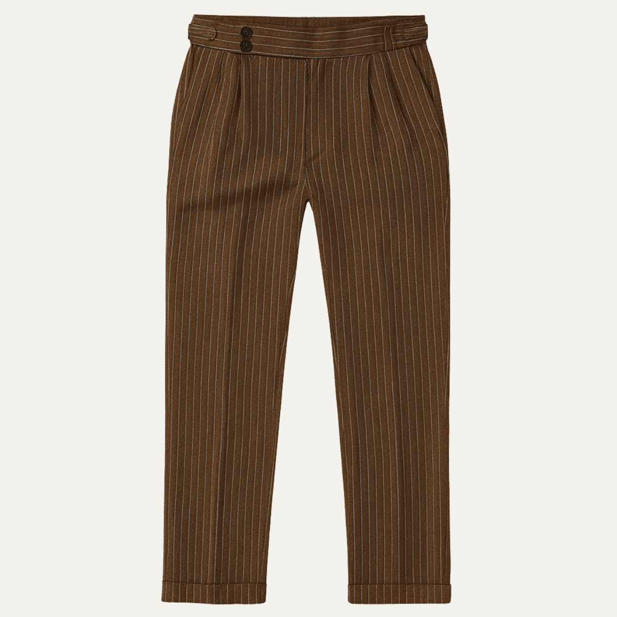 Classic Men's Brown Pinstripe Dress Trousers - Nocini
