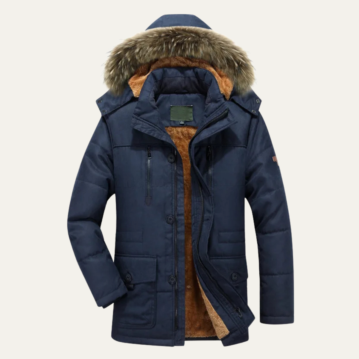 Warm Waterproof Men's Parka Jacket with Fleece Lining