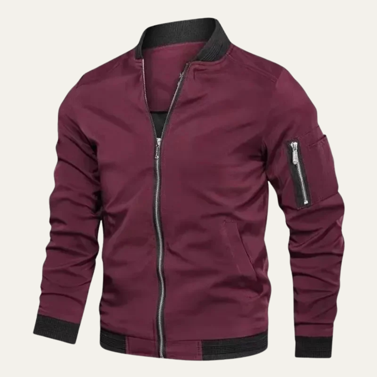 Comfortable Men's Zip Up Slim Fit Bomber Jacket