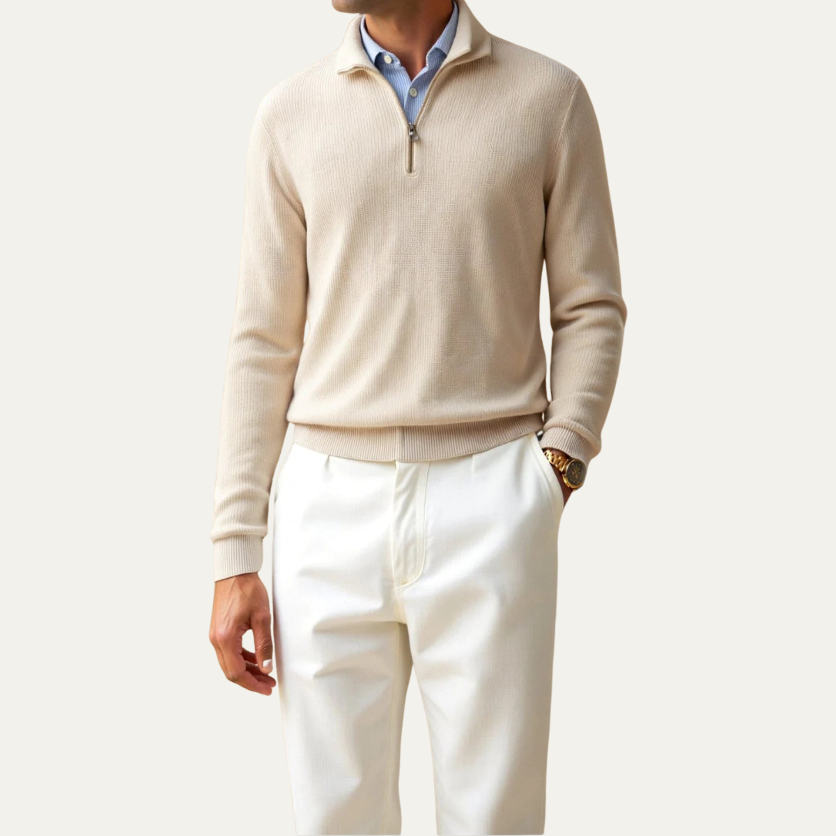 Men's Slim Fit Breathable Knitted Jumper Sweater