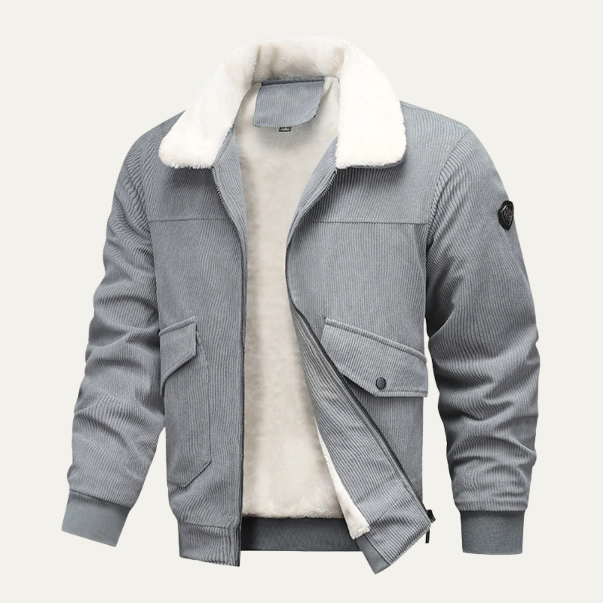 Warm Mens Fleece Lined Corduroy Sherpa Jacket