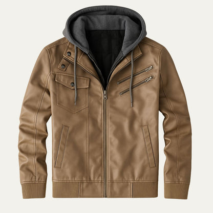 Men's Classic Faux Leather Bomber Jacket