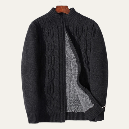 Cozy Men's Thick Fleece Knit Cardigan – Soft Warm Sweater