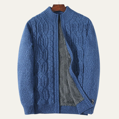 Cozy Men's Thick Fleece Knit Cardigan – Soft Warm Sweater