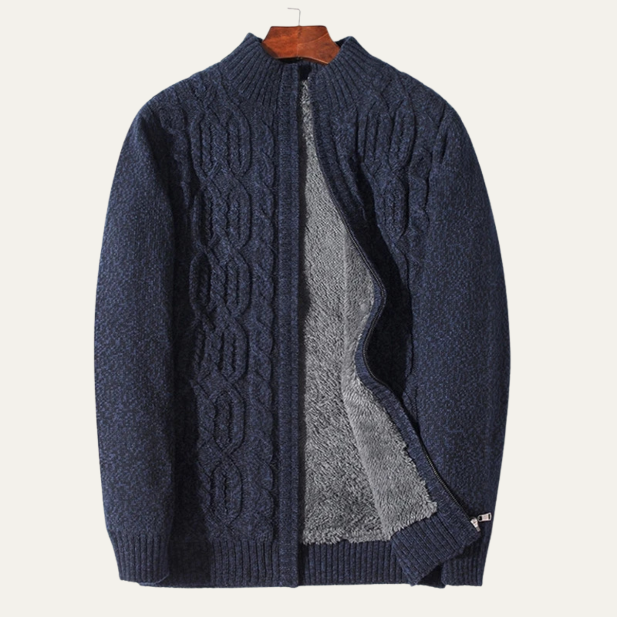 Cozy Men's Thick Fleece Knit Cardigan – Soft Warm Sweater