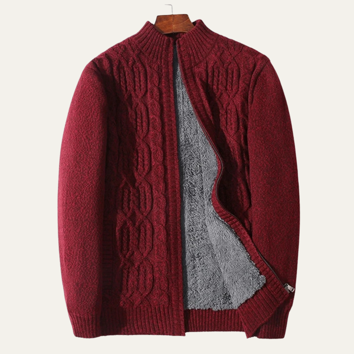 Cozy Men's Thick Fleece Knit Cardigan – Soft Warm Sweater