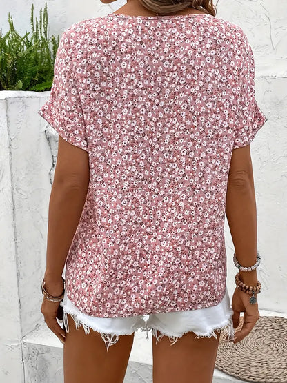 Ladies' Pretty Floral Short Sleeve Shirt