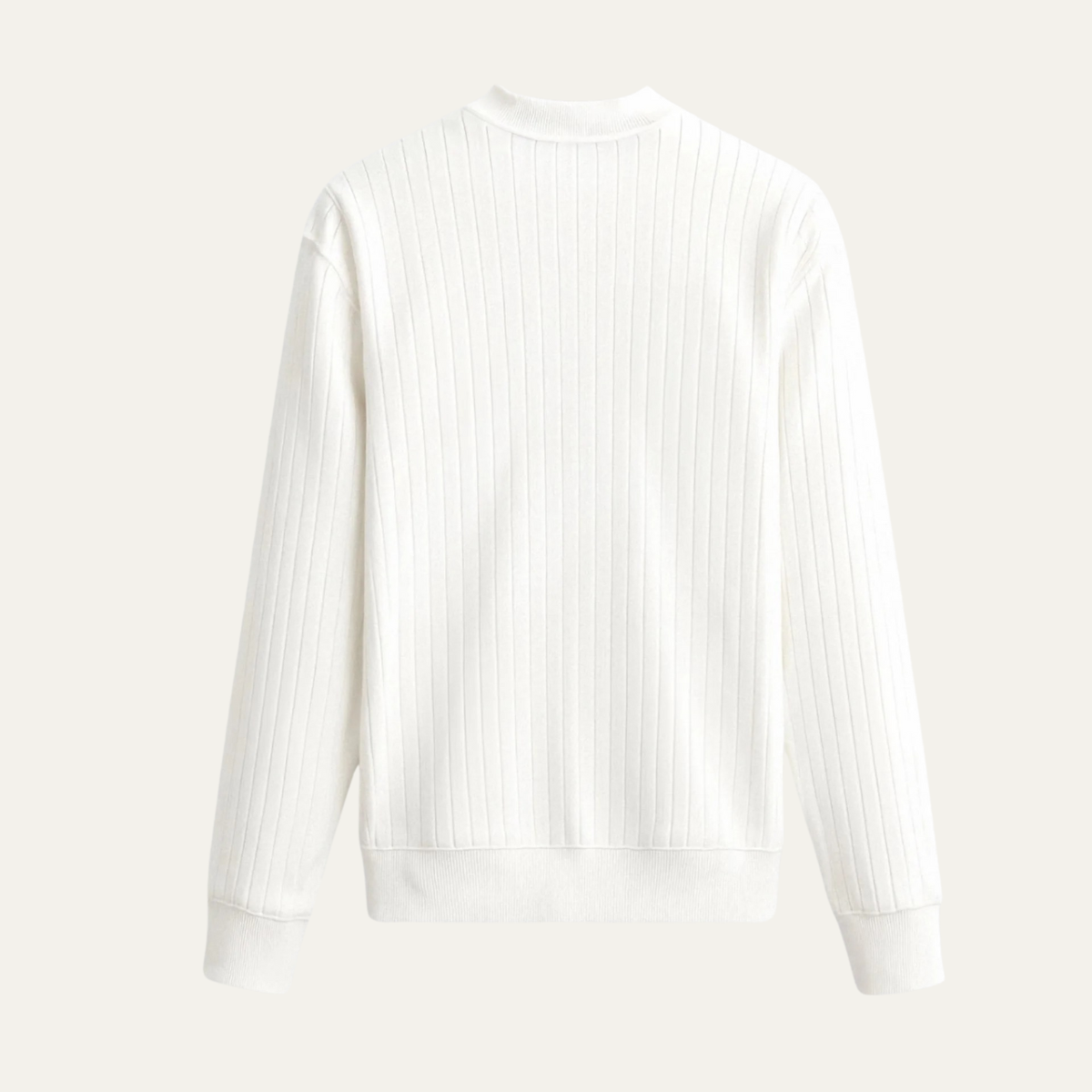 Classic White Textured Crew Neck Men's Sweater