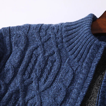 Cozy Men's Thick Fleece Knit Cardigan – Soft Warm Sweater