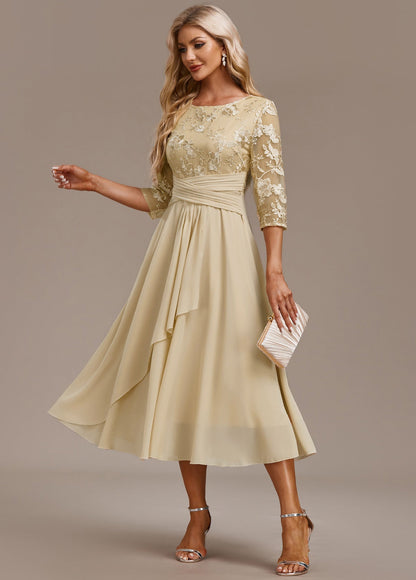 Elegant Floral Cap Sleeve Round Neck Dress - Olytrend