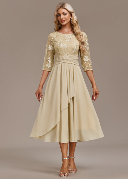 Elegant Floral Cap Sleeve Round Neck Dress