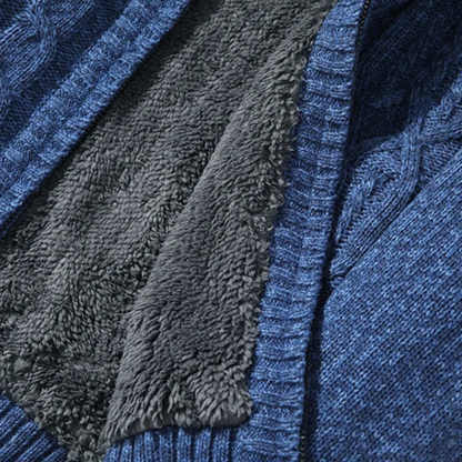 Cozy Men's Thick Fleece Knit Cardigan – Soft Warm Sweater