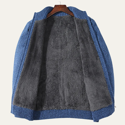 Cozy Men's Thick Fleece Knit Cardigan – Soft Warm Sweater