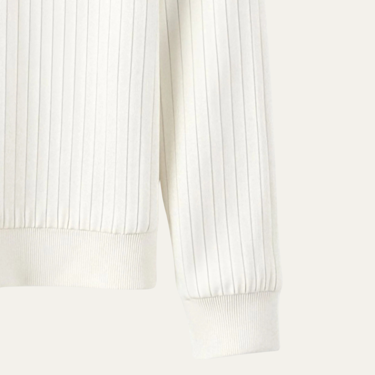 Classic White Textured Crew Neck Men's Sweater