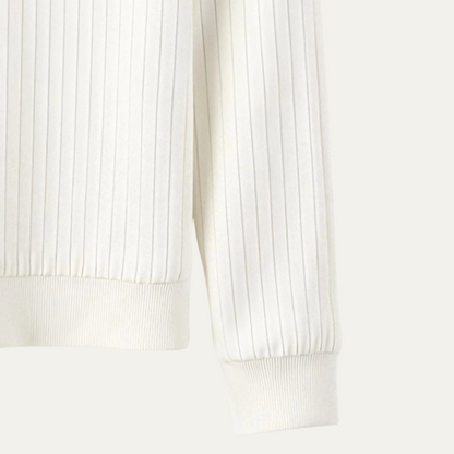 Classic White Textured Crew Neck Men's Sweater