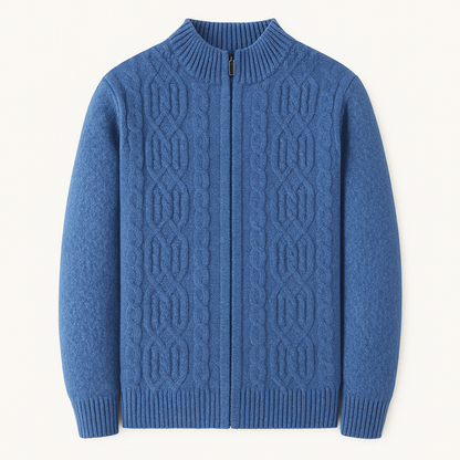 Cozy Men's Thick Fleece Knit Cardigan – Soft Warm Sweater - Nocini
