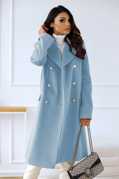 Classic Double Breasted Wool Blend Coat