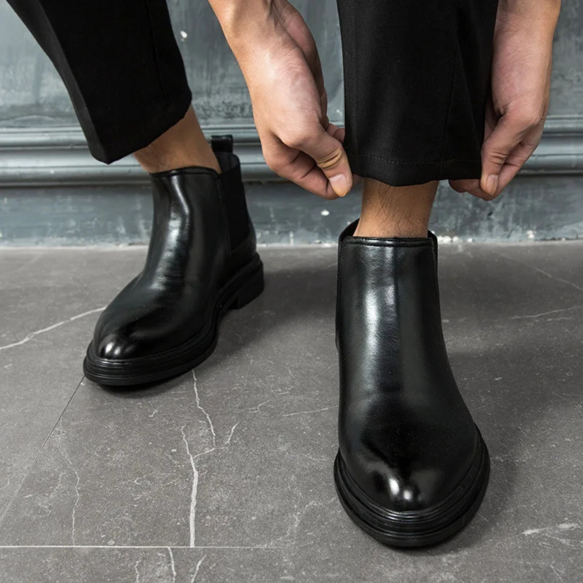 Premium Mens Genuine Leather Chelsea Ankle Boots