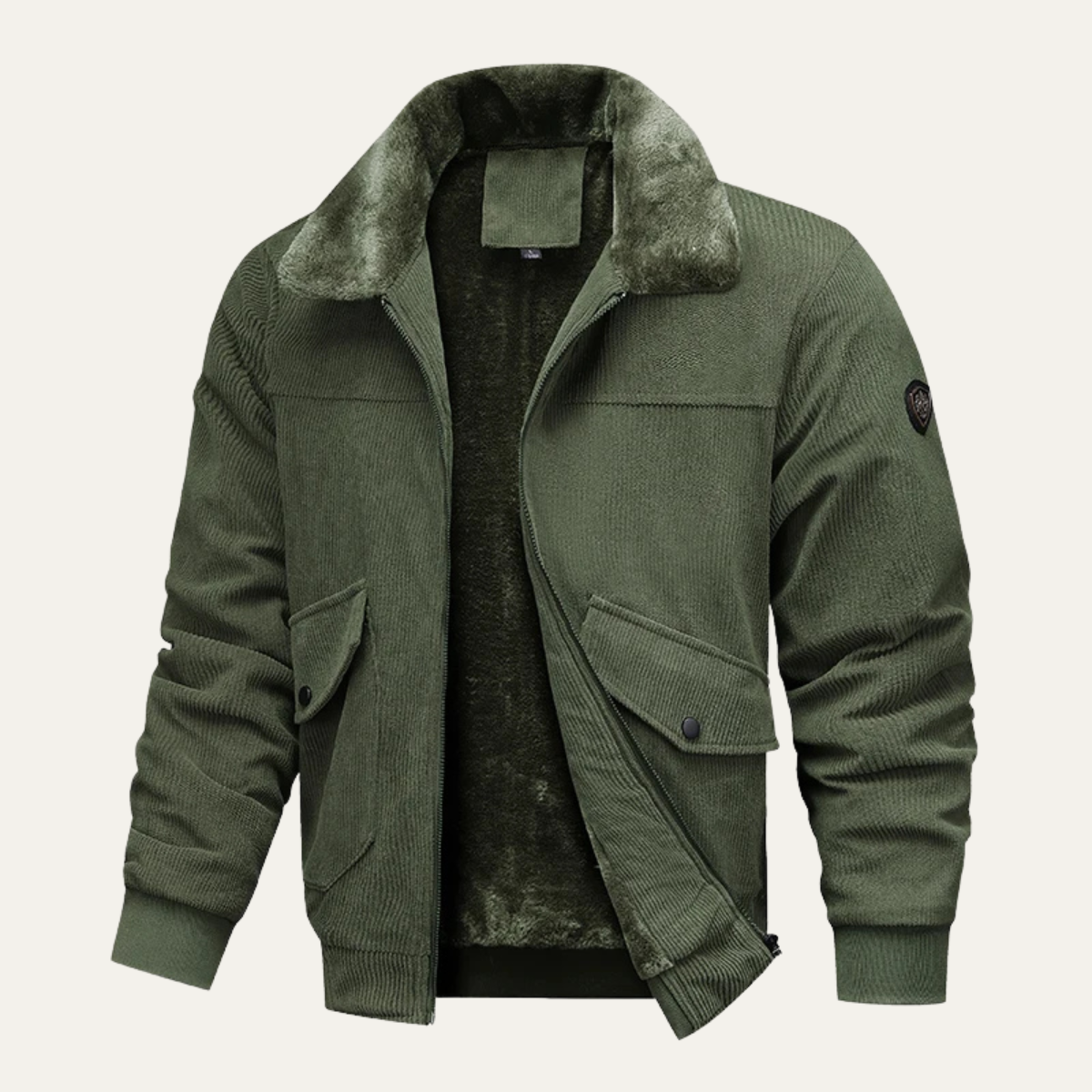 Warm Mens Fleece Lined Corduroy Sherpa Jacket