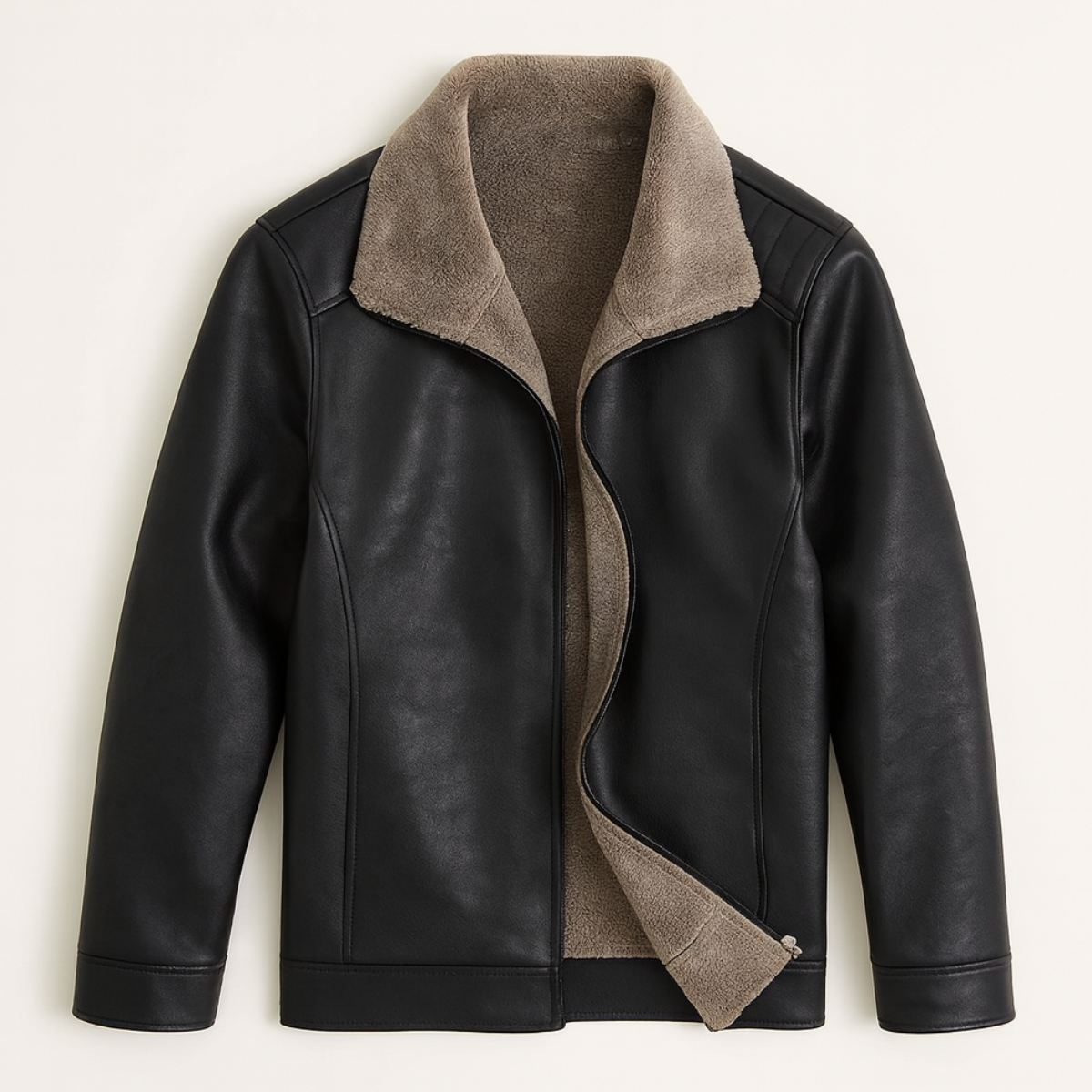 Classic Men's Vintage Faux Leather Biker Coat - Nocini