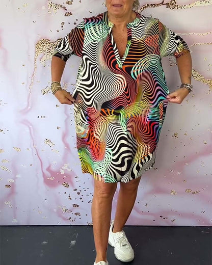 Vibrant Women's V-Neck Summer Dress