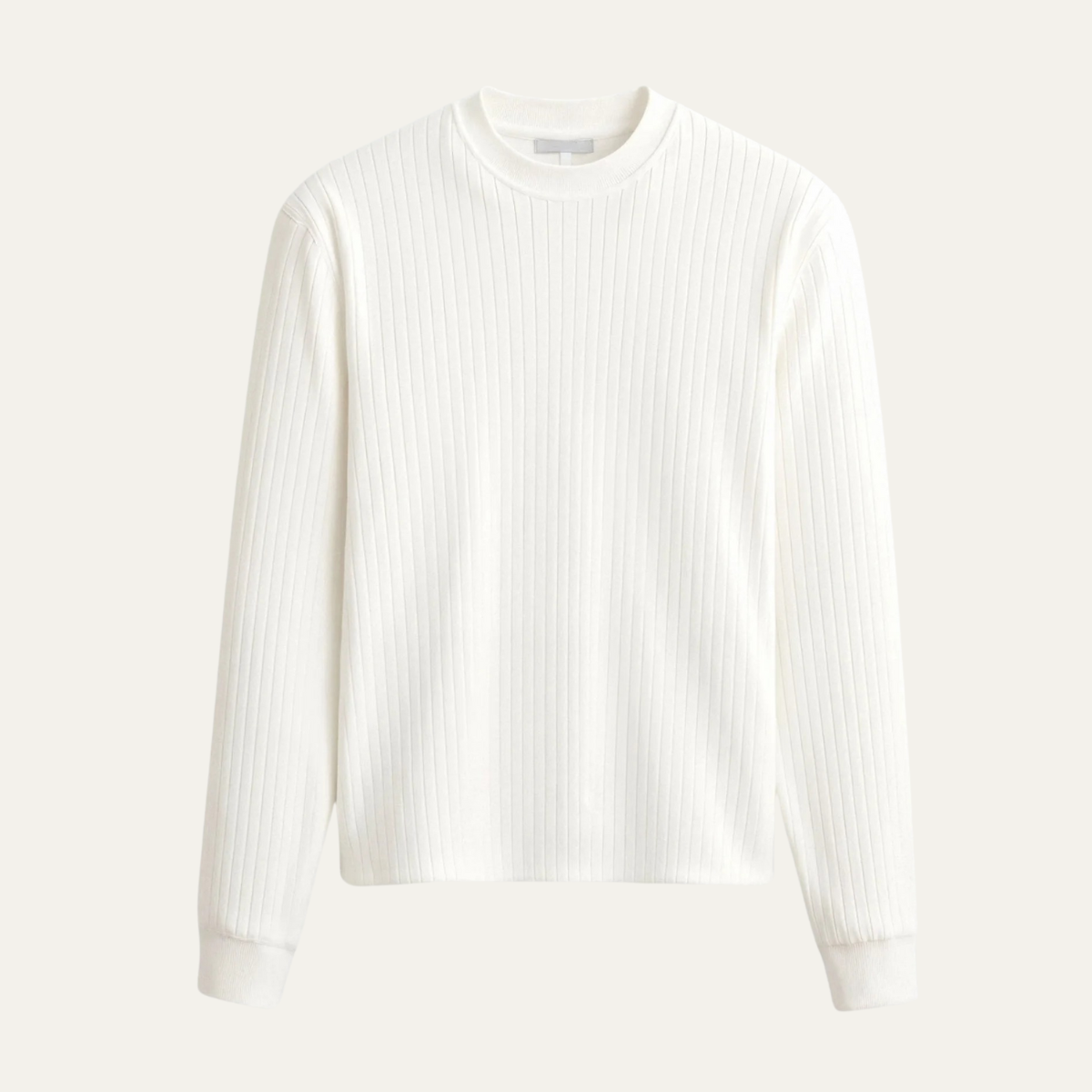 Classic White Textured Crew Neck Men's Sweater - Nocini