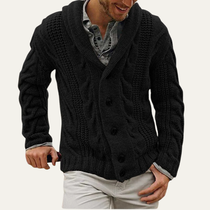Relaxed Fit Men's Chunky Knit Cardigan Sweater